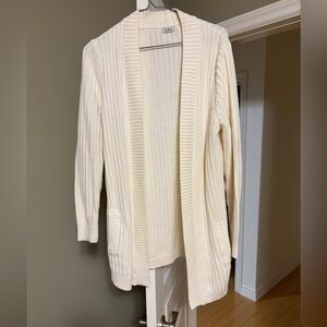 LL bean ivory cable knit cardigan size small